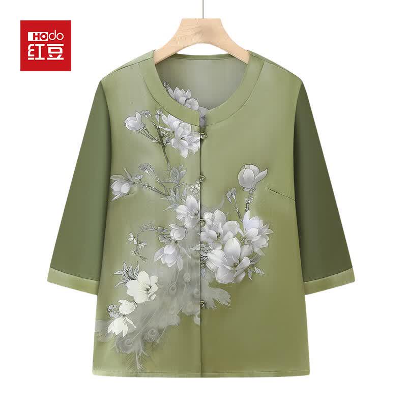 Hodo Women s Floral 3/4 Sleeve Summer Blouse 3XL