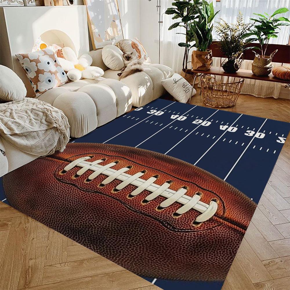 

Boys Football Bedroom Accent Rug Rugby Large Area Rug for Dining Room Non-Slip Soft Washable Sport Floor Carpet for Boys Teens 40x60cm
