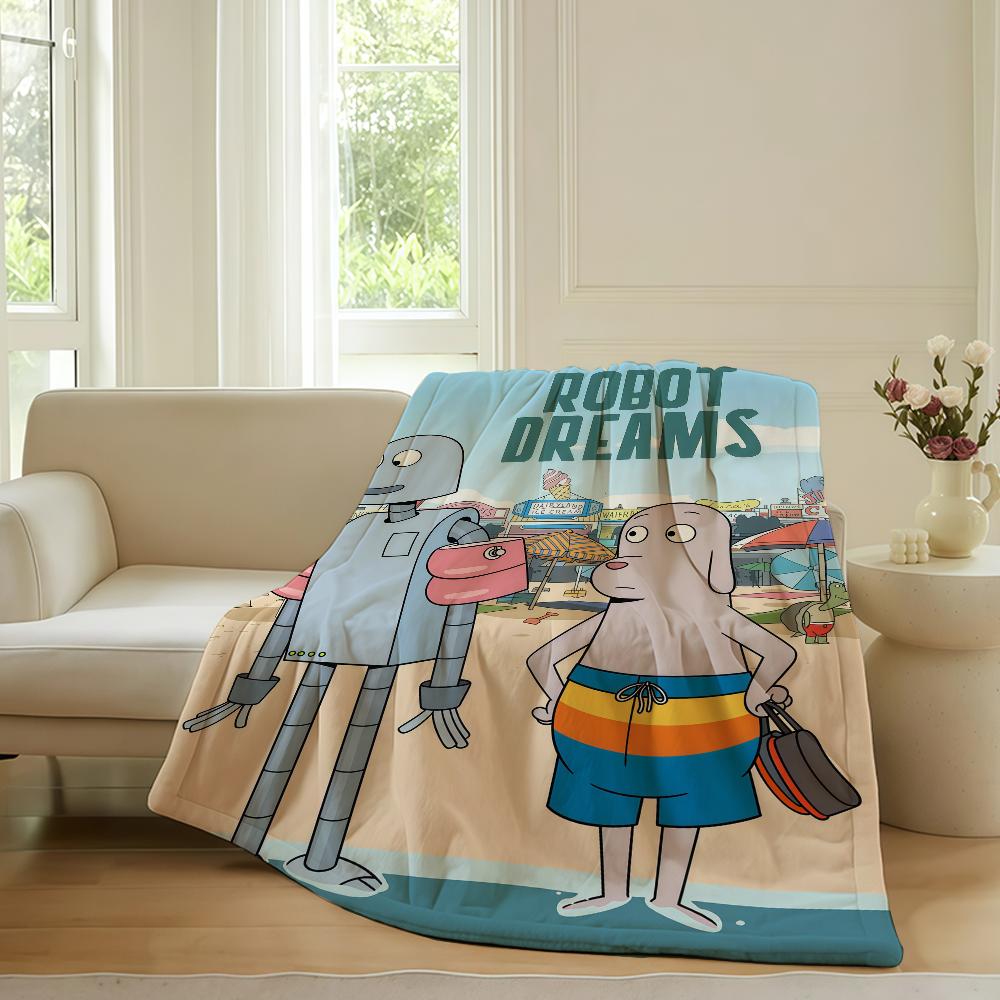 

Cartoon cute R-robot D-dreams Blanket For Sofa Office Bed Plane Travel Sleep Read Relax Camping Soft And Warm 30x40in
