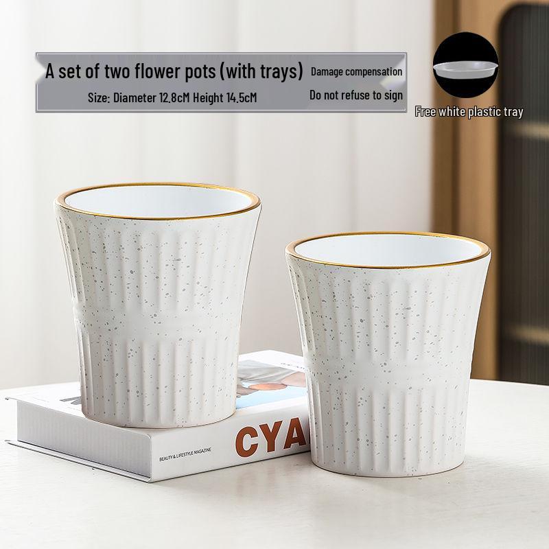 Nordic High-Leg Ceramic Orchid Pot: Durable, Artistic for Home or Balcony Use