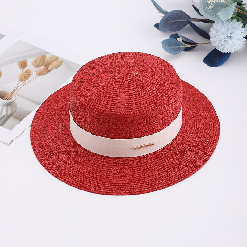 Internet celebrity French retro flat top straw hat summer travel sun hat manufacturer