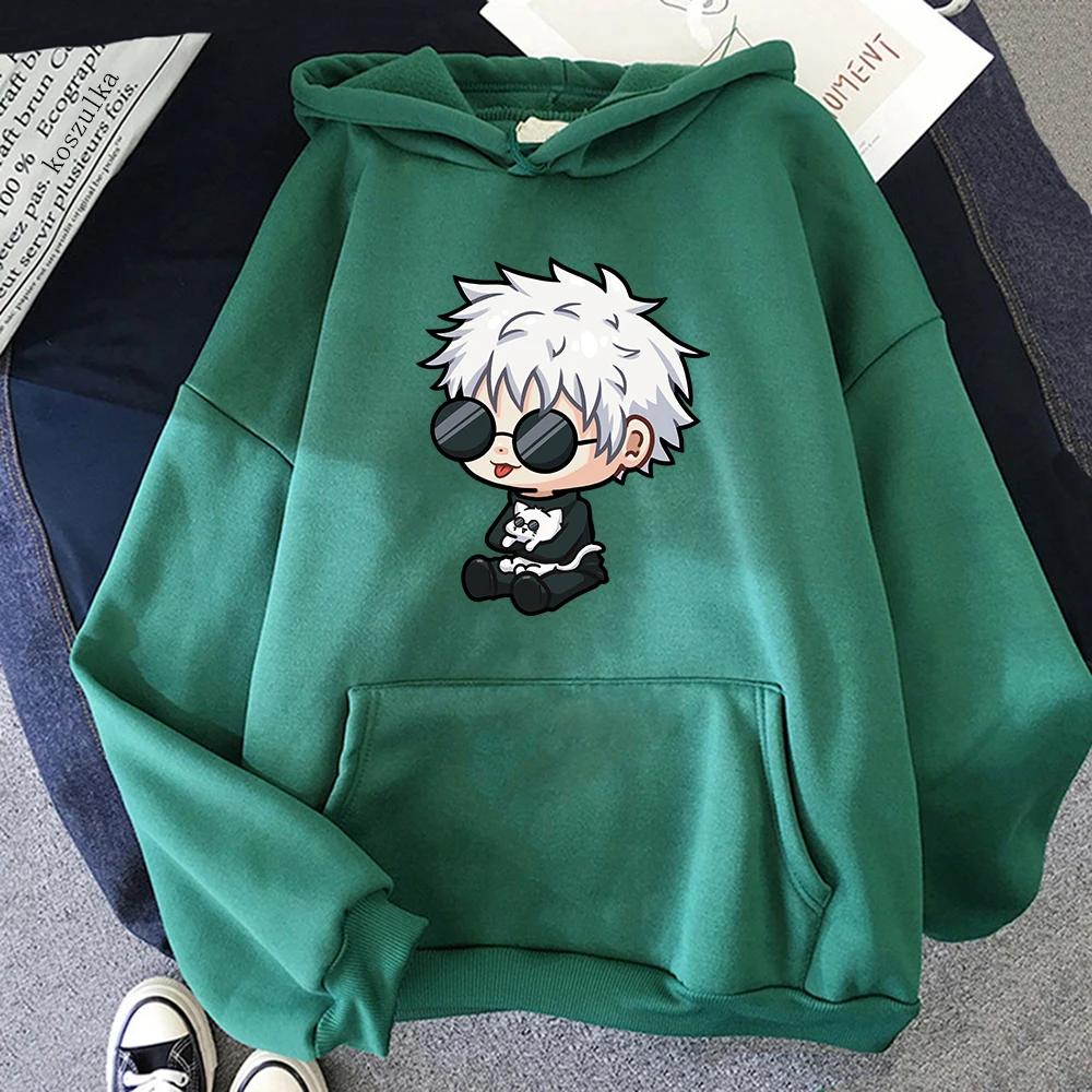 Anime Jujutsu Kaisen Satoru Gojo Cute Cartoon Graphic Printed Hooded Hoodie Men Women Sweatshirts Unisex Streetwear