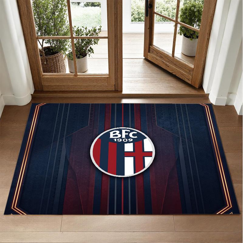 Bologna FC Design Crystal Velvet Rug Soft Decorative Mat for Bedroom Entrance