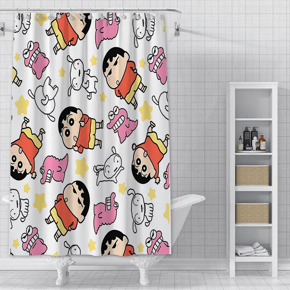 Shower Crayons Shinchans Curtain Waterproof Polyester Fabric Paint Colorful Bath Curtains Home Bathroom Decor Curtain With Hook