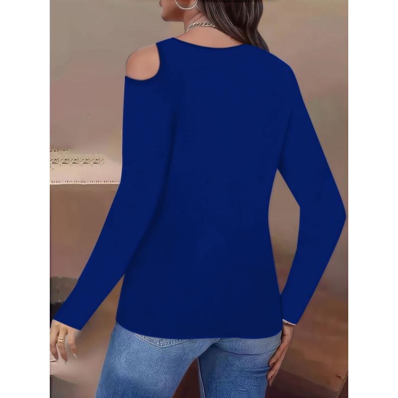Fashion Off Shoulder Irregular Women Blouse Slim Fit Casual Shirts Ladies Long Sleeve Streetwear Elegant Hollow Out Swet Tops Female Simple Clothing