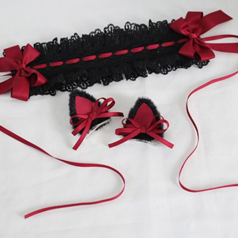 Elegant Anime Style Hair Accessory Featuring Gothic Cats Ears and Bows Design Safe Headdress Ideal for Daily Wear