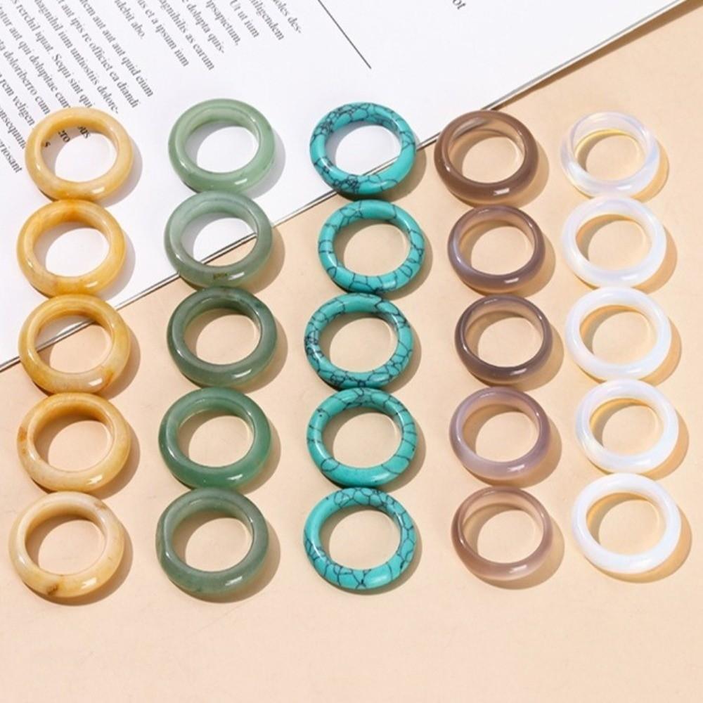 Natural Crystal Minimalist Ring Elegant Jewelry Personality Crystal Stone Band Rings Women