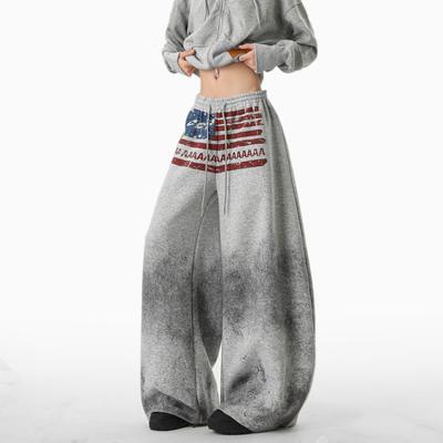 American Old Dirty Flag Print Scimitar Sweatpants Women's New Hiphop Hip-hop Jazz Wide-leg Pants