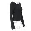 Aushöhlen Sexy Schwarz T-shirts Frauen Herbst Lange Ärmel Oansatz Streetwear Casual Solide Bodycon Mode Weibliche T-shirts Neue 2023