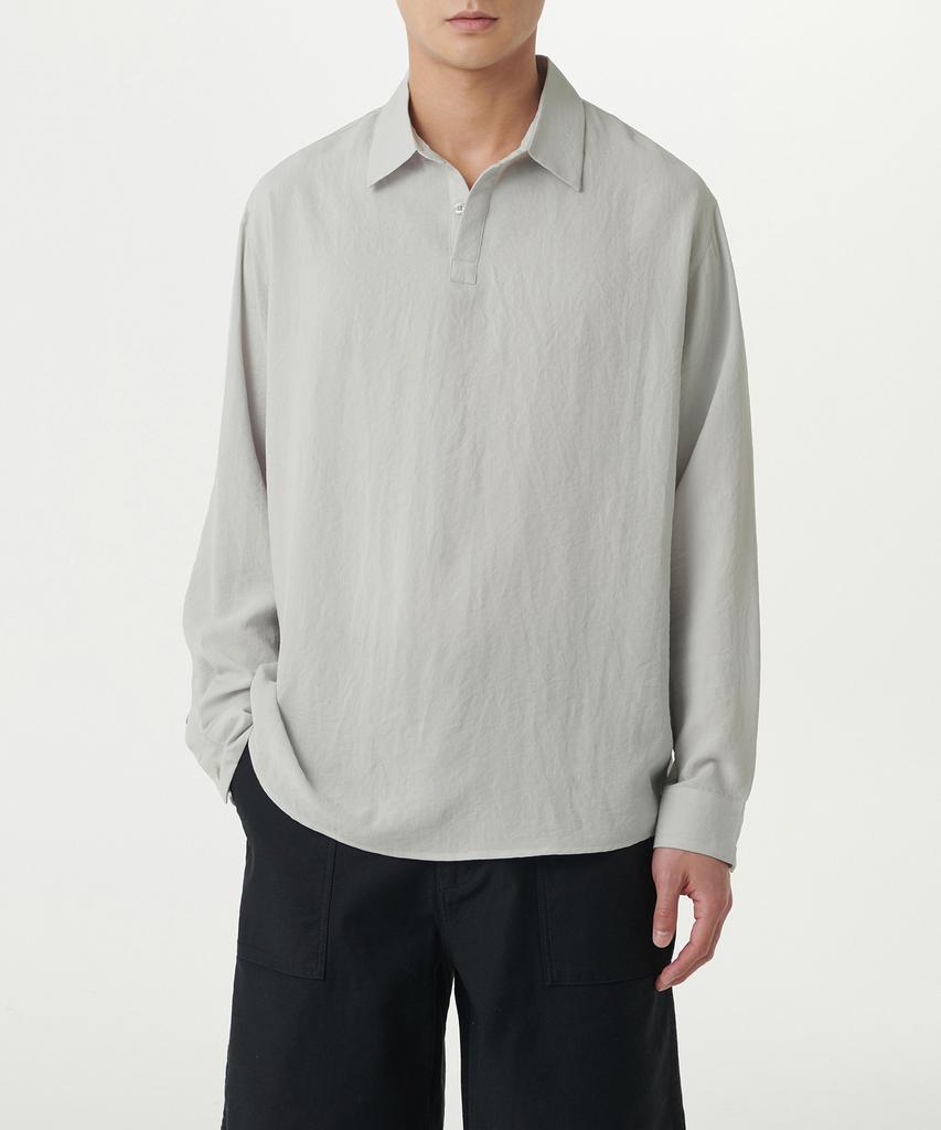 MUSINSA STANDARD Relaxed Linen-Like Tunic Shirt [Light Warm Grey]