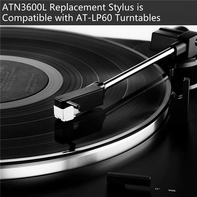 ABKS-2X ATN3600L Conical Record Player Needle Replacement For Audio-Technica AT-LP60 AT-LP60USB Turntable Stylus With Cover