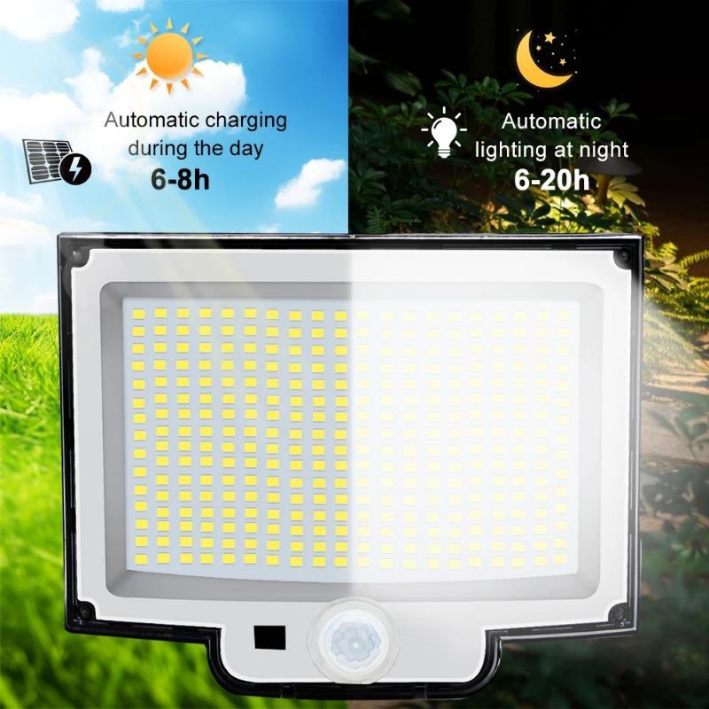 190/200 LED Solar Light Outdoor Super Bright 3 Modes Motion Sensor Wall Lamp IP65 Waterproof Street Light with Remote for Garden