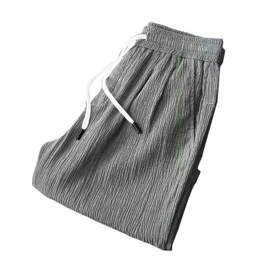 Men Summer Athletic Shorts Mid-rise Elastic Drawstring Waist Shorts Pockets Wide Leg Running Shorts Solid Color Thin Quick Drying Ice Silk Shorts