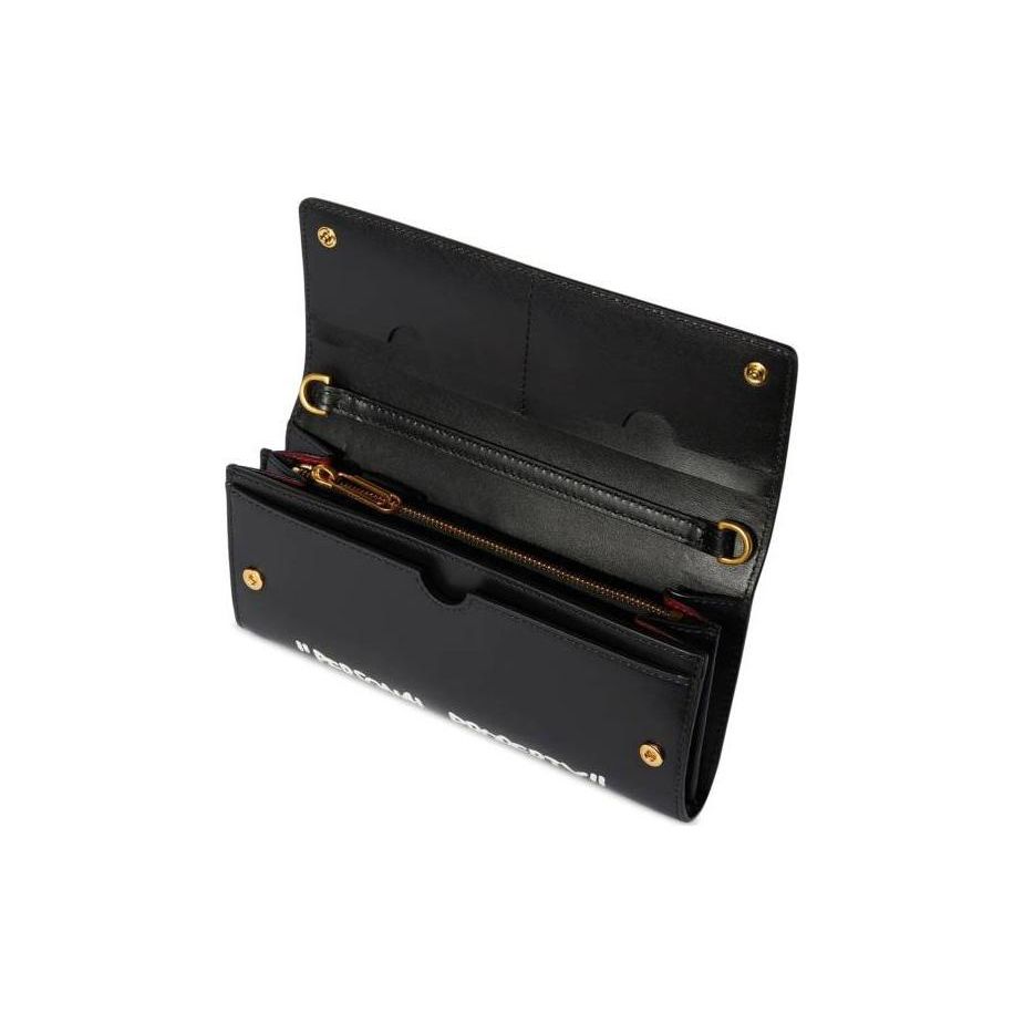 Off-White Graffiti Letter Print Metal Logo Leather Wallet Women wallet Black OWNR020C99LEA0011001