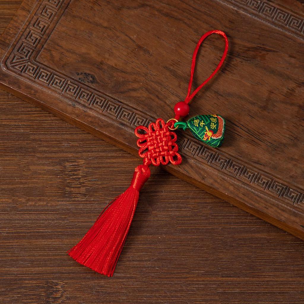 Dragon Boat Festival Tiger Amulet: Zongzi Ornament Sachet Keyring & Phone Charm with Chinese Knot