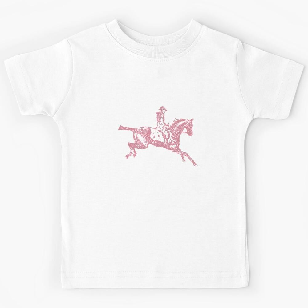 Modern Chic Stylish Girly Pink Equestrian Toile Kids T-Shirt 110