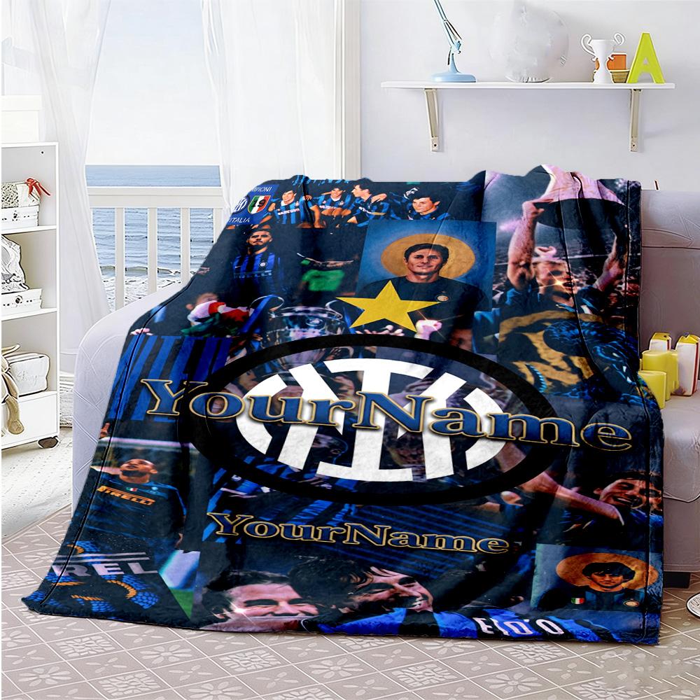 Inter Mailand Personalisierbare Textdecke Leichte Personalisierte Decke Gemütlicher Überwurf für Sofa Nickerchen Couch Büro für Alle Anlässe