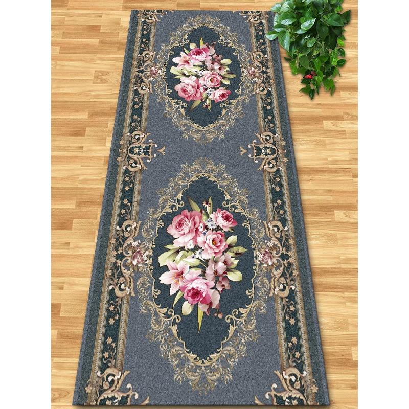 Flowers and Plank Home Balcony 3D Passageway Long Corridor Carpet Spring Floral Pattern Entryway Stairway Rugs Room Aisle Mat
