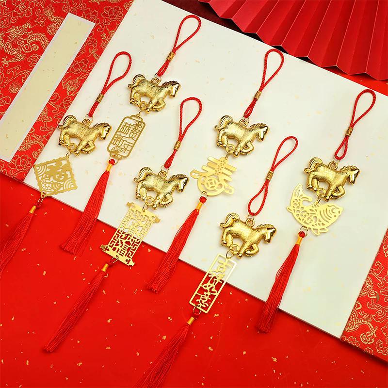 Festive Zodiac 2026 Year Of The Horse Wall Hanging Ornament Chinese New Year Red Gold Lucky Decoration Housewarming Gifts