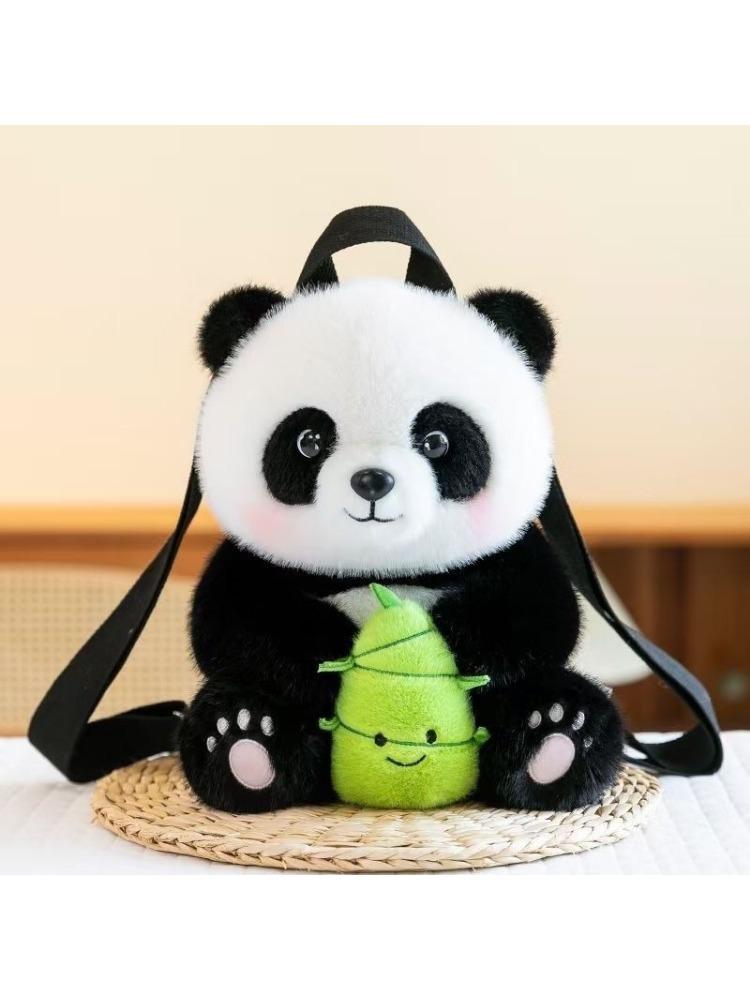 Panda plush backpack, bamboo shoot doll backpack, children's backpack