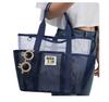 Large Capacity Beach Tote: Foldable Mesh Bag for Toiletries & Swimsuits with Single Shoulder Strap
