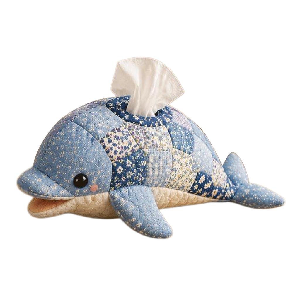 Quilted Sea Animal Tissue Box DIY Kit Ocean Animal Patchwork Sewing Kit Quilted Tissue Box Cover DIY Craft for Women Beginners