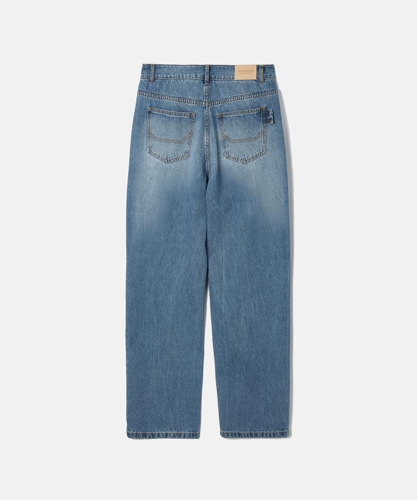 DTHIRTYONE Wide Straight Denim Pants (Mid Blue)