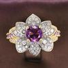 Huitan Gorgeous Flower Shaped Women Ring Inlaid Brilliant Purple Cubic Zirconia Fashion Wedding Party Luxury Accessories JewelryGood Product