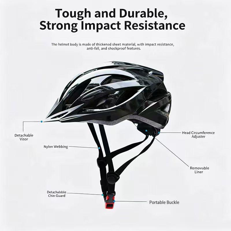 Adult Bike Helmet, Lightweight Breathable Adjustable Cycling Helmet with 20 Vents, Detachable Visor, for Road & Mountain Biking