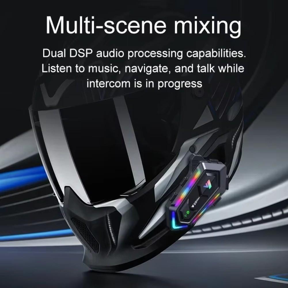 1pc Bluetooth 5.3 Helmet Headphone RGB Colorful Mixing Motorbike Earphone  For 2 Riders
