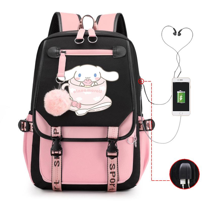 Pies z Dużymi Uszami Plecak Szkolny Męski i Damski Plecak dla Ucznia Szkoły Średniej Gimnazjum Styl College'owy Pasek do Plecaka Plecak Wielofunkcyjny USB