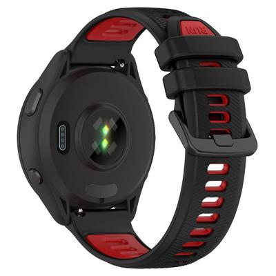 HW Για Garmin Forerunner 265S Λουράκια Ρολογιού Σιλικόνης 18mm Δίχρωμο Ανταλλακτικό Λουράκι - Μαύρο+Κόκκινο