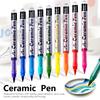 Permanent Marke Ceramics Pens 12 Colors Porcelain Paint Brush Pen for Both Glazed and Unglazed Christmas Decoration Wine Markers