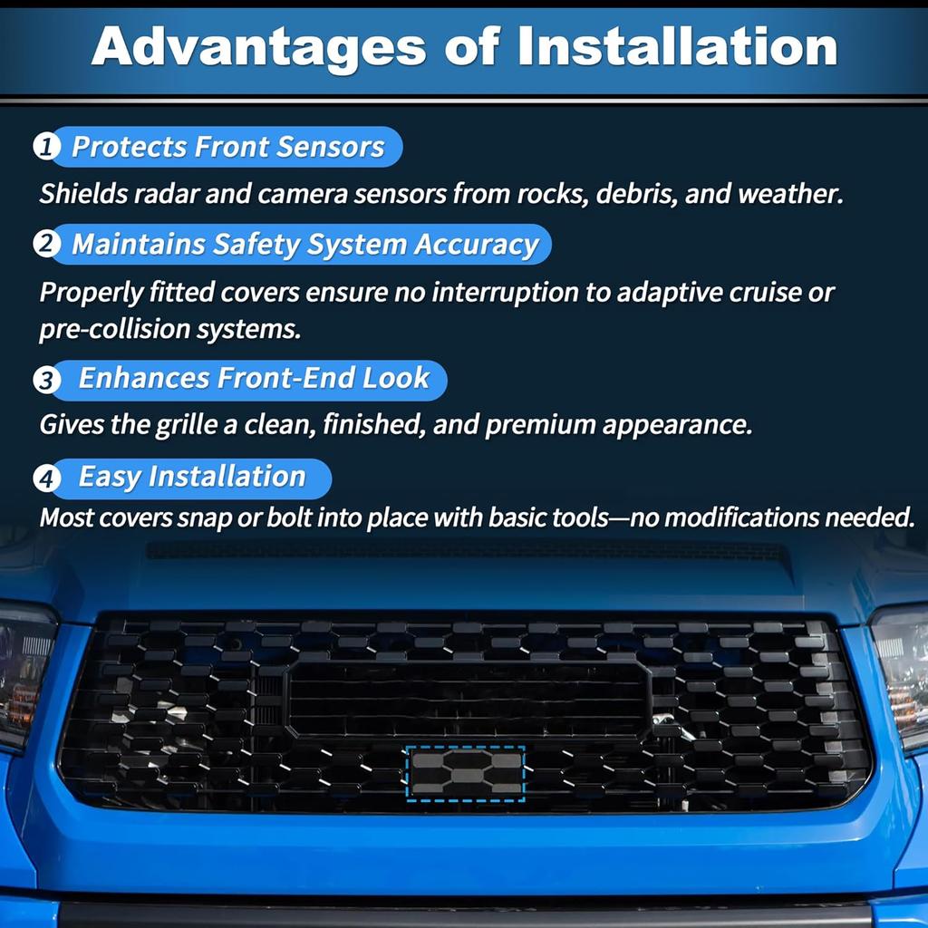 Front Grille Garnish Radar Sensor Cover for Toyota Tundra TRD PRO 2018 2019 2020 2021 Grill TSS Sensor Cover Trim No.5314134010/9018306044