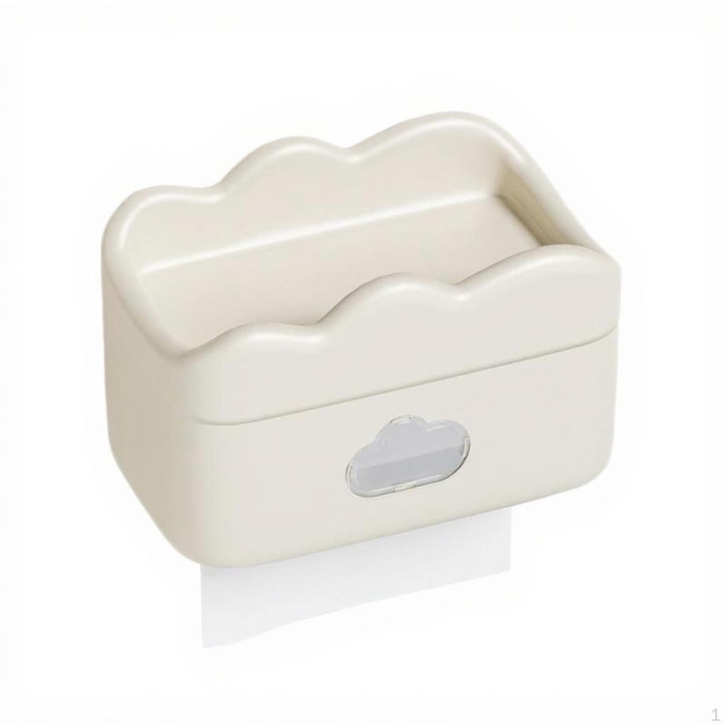 Toilet Paper Holder, WallMounted, Waterproof Tissue Box, Large Capacity, Cream Color, Modern