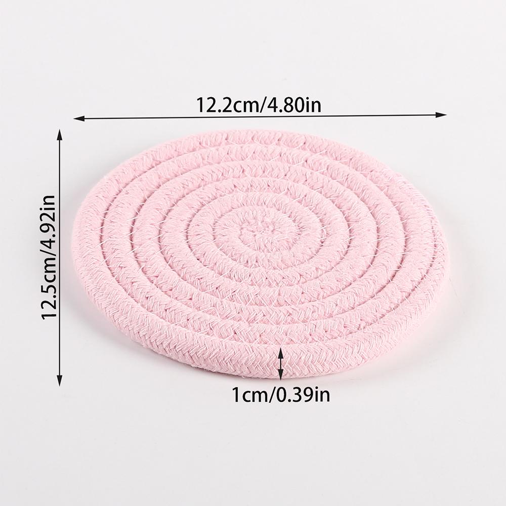 1PC Cotton Thread Cup Mat 12cm Round Coaster Knitting Table Mat Pot Holder Coffee Drink Tea Cup Woven Anti-Scalding Mat