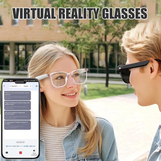 Chytré brýle s umělou inteligencí Dobíjecí Kompatibilní s Bluetooth Brýle pro překlad 144 jazyků Multifunkční chytré brýle