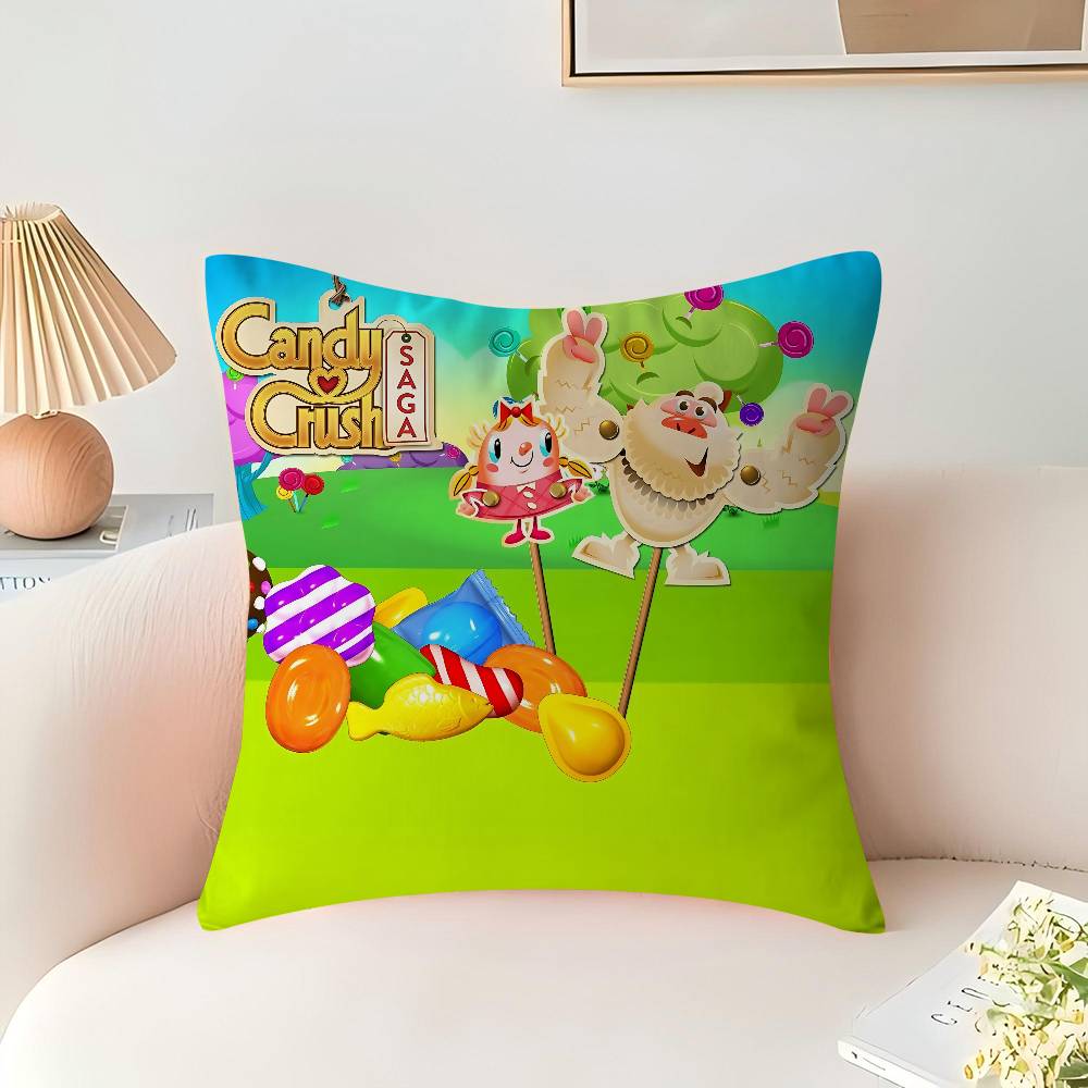 C-Candy Crush Saga Personalized Pillow Cover Kids Bedroom Wild Party Decor Pillowcase Kid Birthday Shower Gift