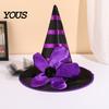 Holiday Themed Party Accessories Halloween Witch Hat for Women Girls, Large Striped Wizard Gorgeous Kids with Flower Costume Accessories, Cosplay,