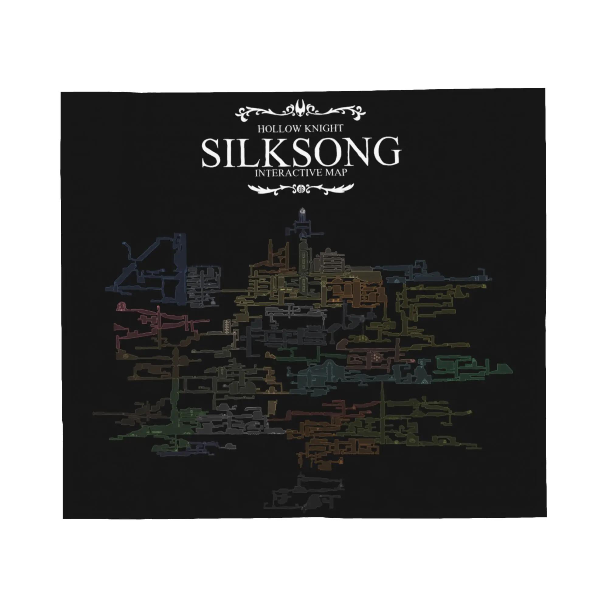 Hollow Knight Silksong Game Map Blanket Soft Flannel Throw for Bed Sofa Couch Home Decor 100x150cm