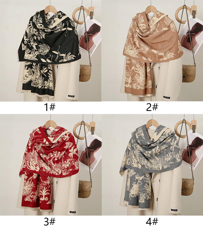 Luxusmarke Kaschmirschal für Damen mit Blumenmuster, warmer Winterschal und Wickeltuch, Bandana, Pashmina, weiblicher Foulard, quadratisch, dicke Decke, Poncho