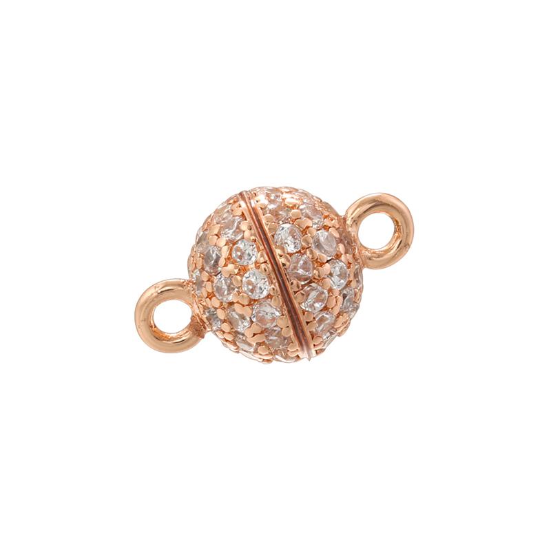 ZHUKOU 6MM Brass Inlaid Zircon Round Magnet Connection Buckle Bead Water Diamond Pendant Jewelry Making Buckle Accessories:VK265