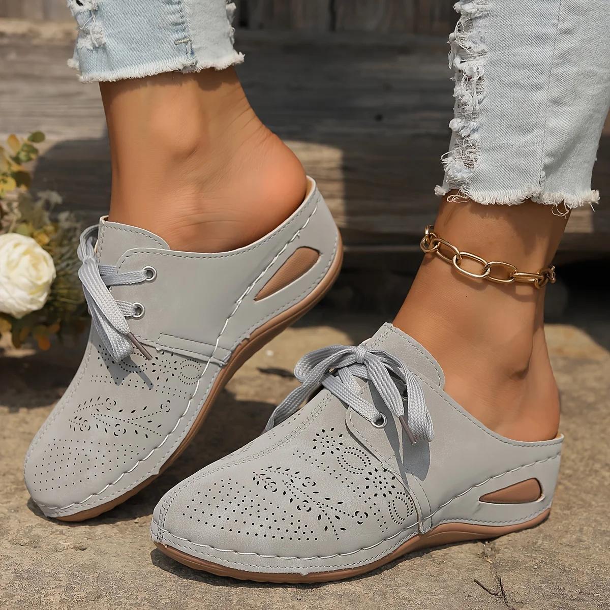 

Модные стильные женские сандалии на танкетке однотонного цвета - Удобные туфли-слипоны на платформе с верхом из искусственной кожи и резиновой подошвой 36 серый