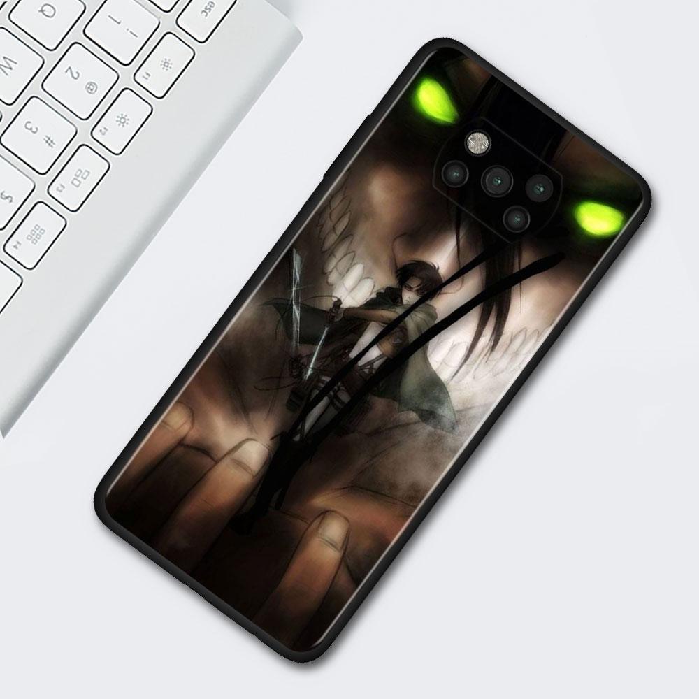 Anime Japanese Attack On Titan Case For Xiaomi Mi Poco X3 M3 Pro X4 NFC F3 GT Pocophone F1 Black TPU Soft Cover Cellphones Capa