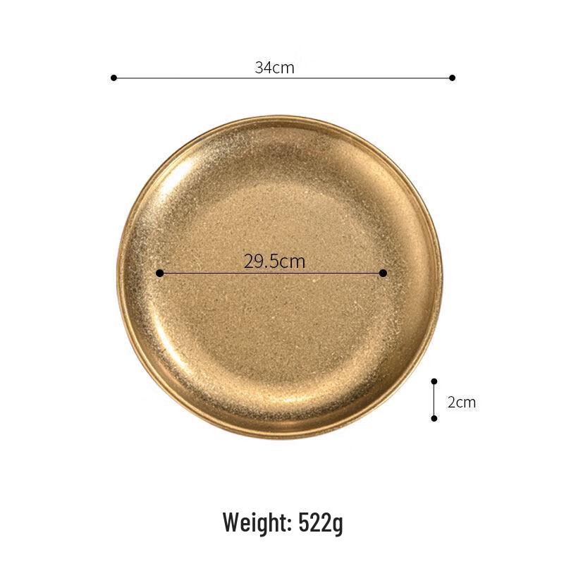 Korean Style Distressed Gold Stainless Steel Round Plate