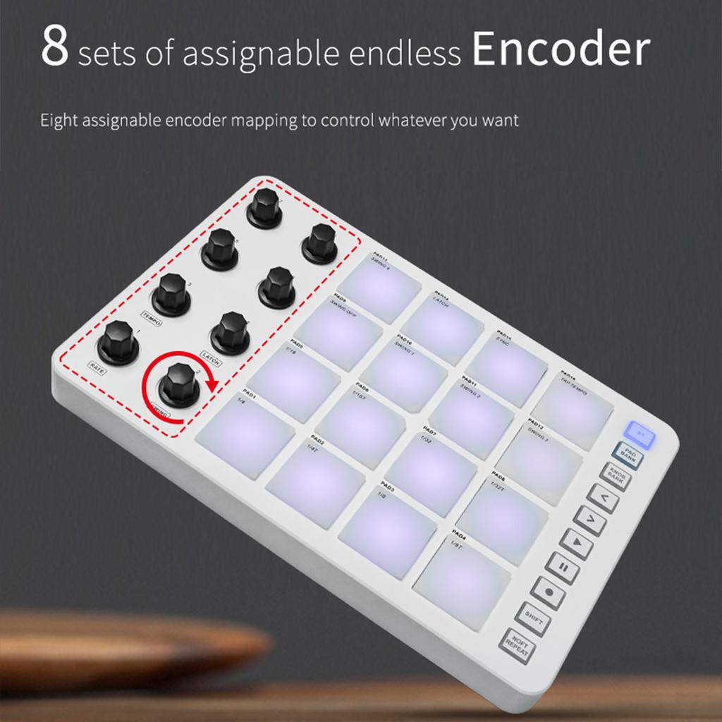 SMC-PAD Wireless MIDI Controller Suitable Percussion Keyboard USB-C Interface Portable Design Small MIDI Pad