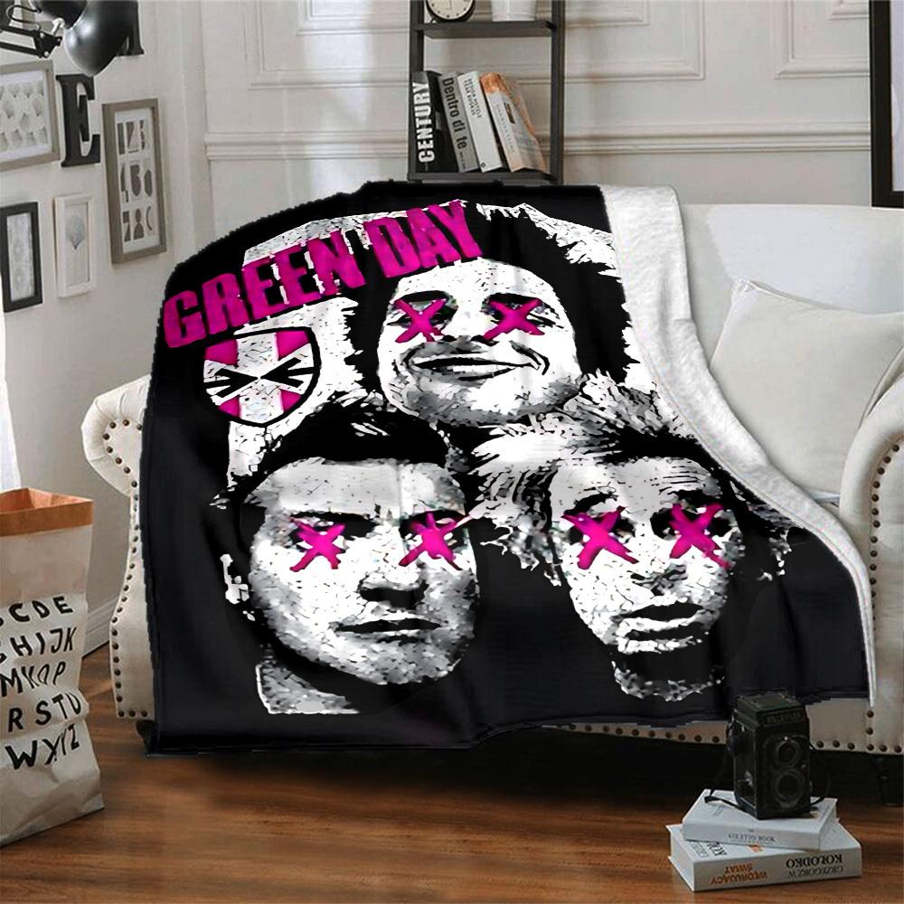 1pc Green Day Band Blanket Lightweight Flannel Blanket Throw Blanket For Sofa, Bed, Travel, Camping, Livingroom, Office, Couch