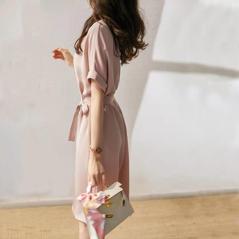 Summer New Korean Style Elegant Fashion Solid Color Dress Women O Neck Aesthetic Office Lady Chic Sweat Vestidos De Fiesta