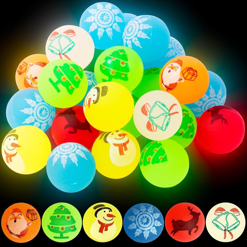 10Pcs Mini Christmas Theme Pattern Stretch Ball Game for Christmas New Year Carnival Party Supplies Best Gift Filler Prize Award
