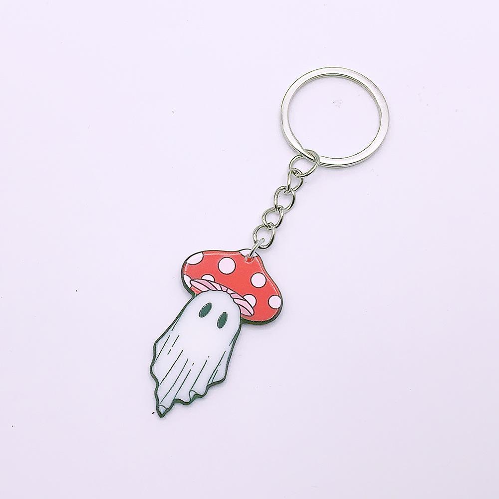 

Double Sided Printed Acrylic Halloween Keychain Cartoon Ghost Pendant Charm Women Key Ring